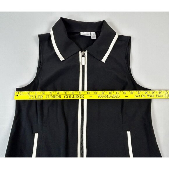 Chicos Zynergy Vest Black & White Zipper Side Buckles Size 1 M LOOKS UNWORN EUC - Picture 8 of 9